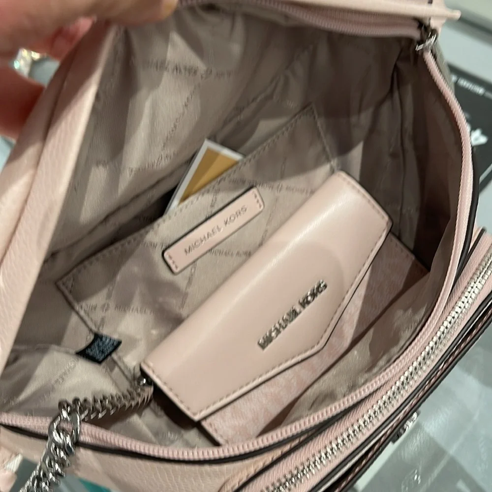 MICHAEL KORS Maisie Large Pebbled Leather 2-in-1 Sling Pack Lt Powder Blush  NWT